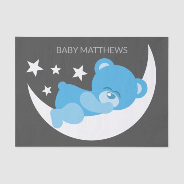 Papel De Seda Dormindo Blue Boy Teddy Bear (Frente )