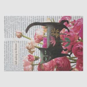 Papel De Seda Dormir para Sonhar Flores Rosa Quentes de Gato Pre
