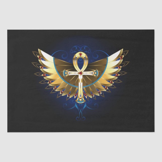 Papel De Seda Dourada Ankh com Asas (Frente )