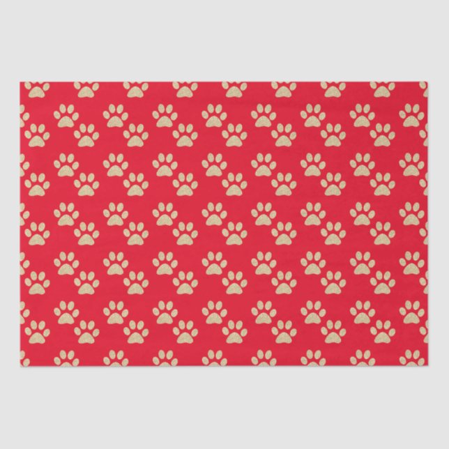 Papel De Seda Dourada Brilhante Imprime Vermelho Pet Lovers (Frente )