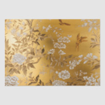 Dourada Chinoiserie - Tecido Floral