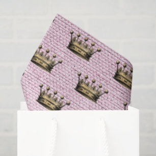 Papel De Seda Dourada Coroa Real Pink Linen Princess Chic