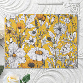 Papel De Seda Dourada Daisy Boho Wildflower Decoupage