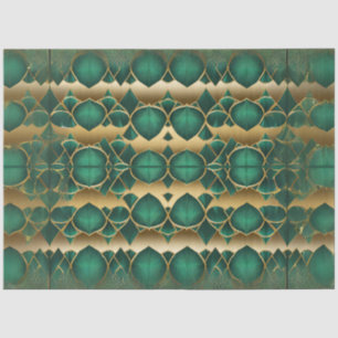 Papel De Seda Dourada e Emerald Pattern Decoupage