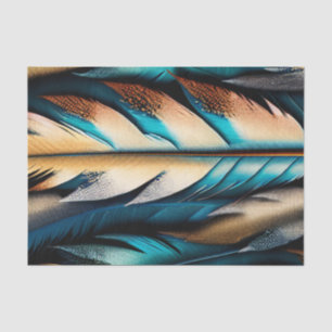 Papel De Seda Dourada e Teal Feather Art
