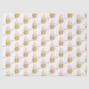 Papel De Seda Dourada Fita de Natal com Árvore Presente