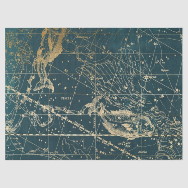 Papel De Seda Dourada Galaxy Star Map Series Design 4 (Frente )