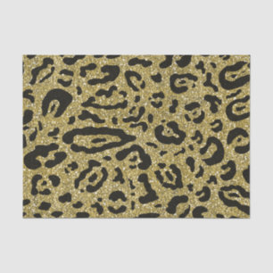 Papel De Seda Dourada Glitter Cheetah Leopard