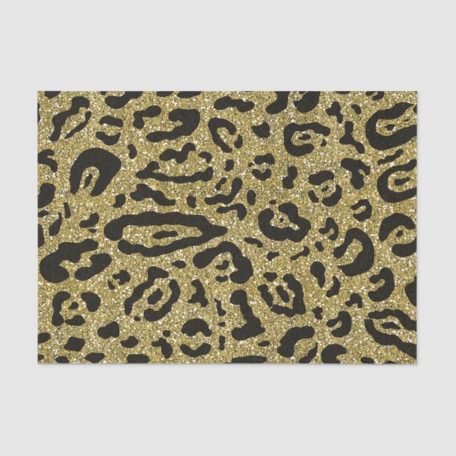 Papel De Seda Dourada Glitter Cheetah Leopard (Frente )