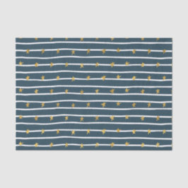 Papel De Seda Douradas estrelas e tiras azuis brancas