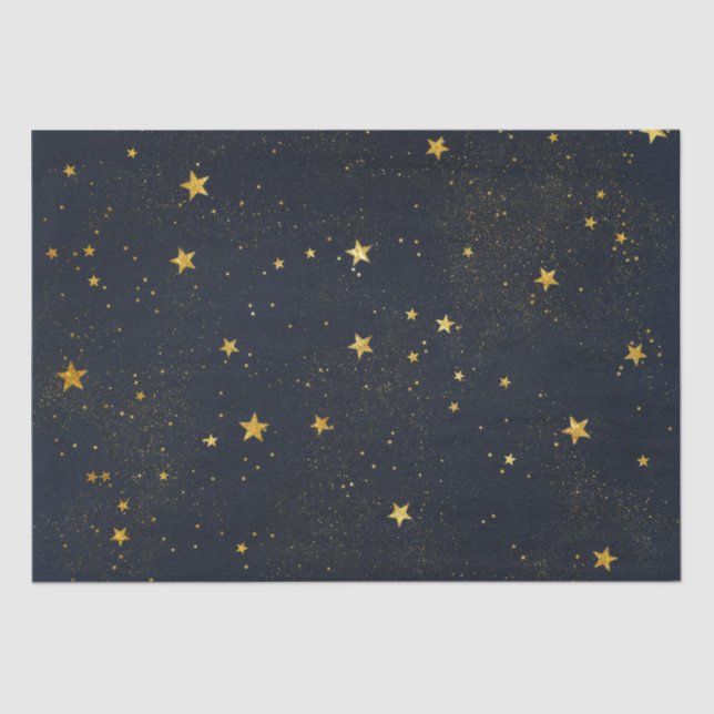 Papel De Seda Douradas estrelas no céu noturno (Frente )
