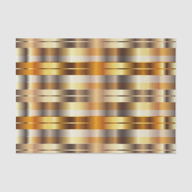 Papel De Seda Douradas Faux Metallic Diagonal Stripes (Frente )