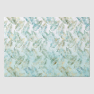 Papel De Seda Douradas Folhas Tropicais Aqua Verde