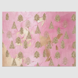 Papel De Seda Douradas Listras Rosa Glam Árvores de Natal