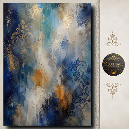 Papel De Seda Dourado Azul Damask Decoupage Textura Abstrata