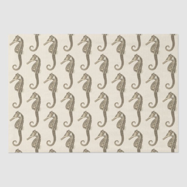 Papel De Seda Dourado Beige Marine Life Sea Patterno (Frente )