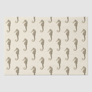 Papel De Seda Dourado Beige Marine Life Sea Patterno