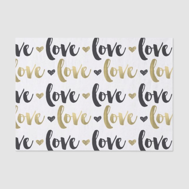 Papel De Seda Dourado Black Love Heart (Frente )