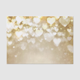 Papel De Seda Dourado Bokeh Hearts do namorados