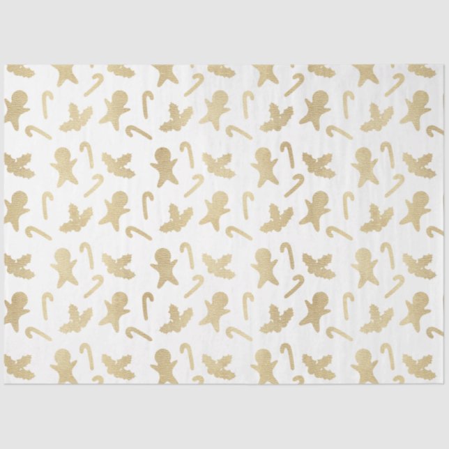 Papel De Seda Dourado Candy Canes Gingercake Men White Christmas (Frente )