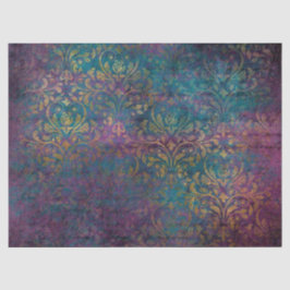 Papel De Seda Dourado Damask Purple Tea Decoupage