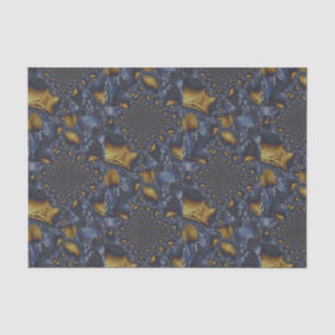 Papel De Seda Dourado e Silver Blue Molten Metal