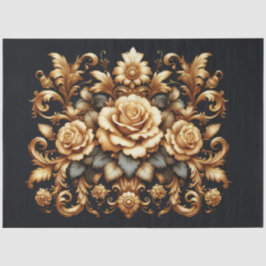 Papel De Seda Dourado Extra Grande na Decoupage Floral Barroca N