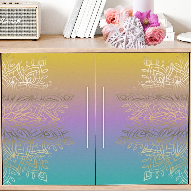 Papel De Seda Dourado Filigree Intrata Mandala No Pastel Rainbow (Criador carregado)