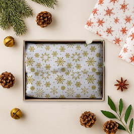 Papel De Seda Dourado Flocos de Neve Natal Branco