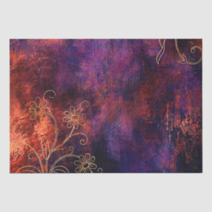 Papel De Seda Dourado Floral Grunge Damask