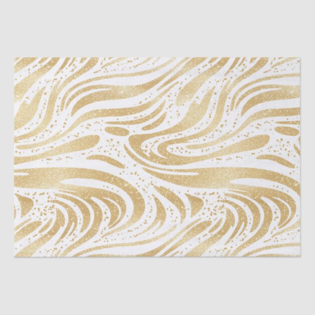 Papel De Seda Dourado Glam Abstrato Swirls Aniversário (Frente )