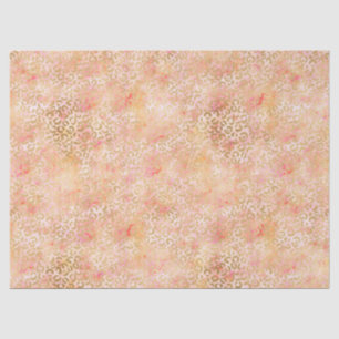 Papel De Seda Dourado Glam Girls Peach Pink Blush Leopard Impres