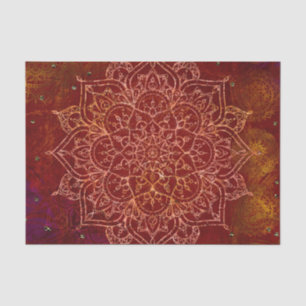 Papel De Seda Dourado Glam Mandala Vermelho Moderno Chic