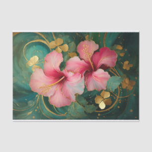 Papel De Seda Dourado Hibiscus Rosa-Gilbusto, Florais Formais