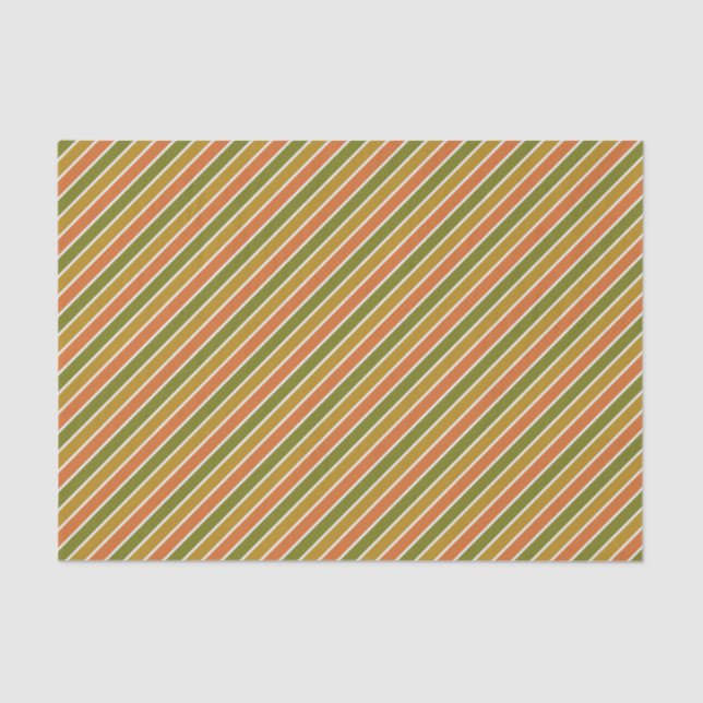 Papel De Seda Dourado, laranja, verde-oliva riscado (Frente )