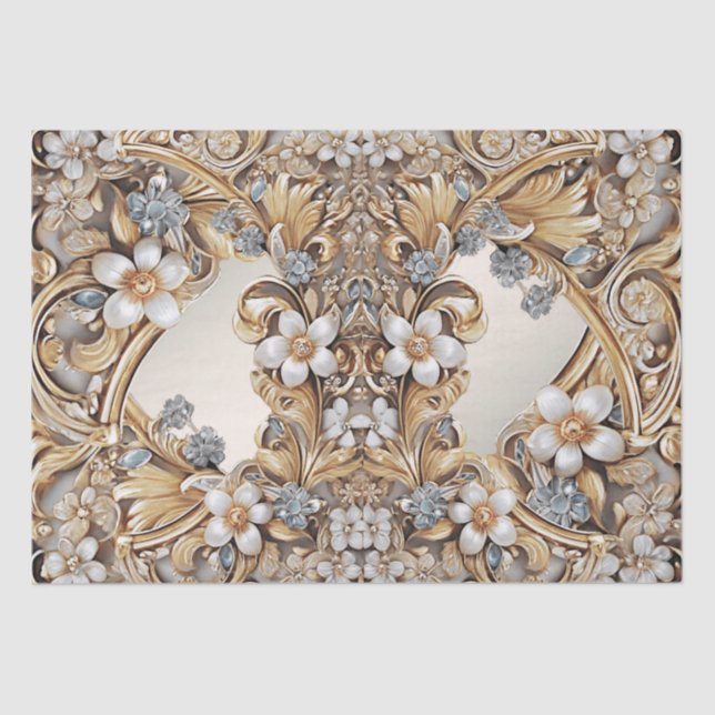 Papel De Seda Dourado Livro Branco Decorativo (Frente )