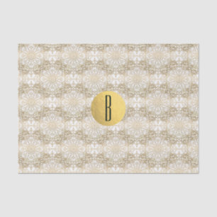 Papel De Seda Dourado Mandala & Monograma Moderno Chic Elegante