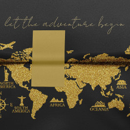 Papel De Seda Dourado Mapa Mundial da Largura sobre a Aventura E