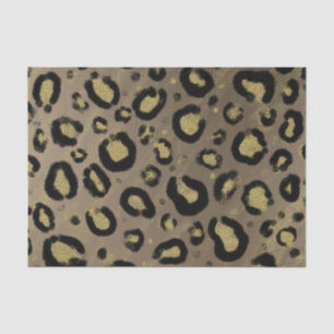 Papel De Seda Dourado Marrom Brilho & Impressão Leopardo Cheetah