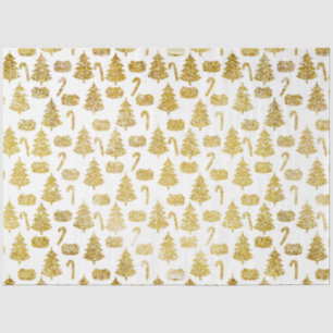 Papel De Seda Dourado Natal Árvores Doces White Christmas