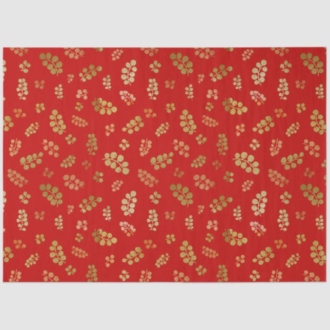 Papel De Seda Dourado Natal Berries no Livro Vermelho (Frente )
