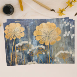 Papel De Seda Dourado Oriental Floral