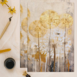 Papel De Seda Dourado Oriental Floral Moderno