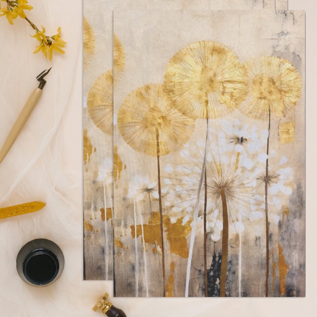 Papel De Seda Dourado Oriental Floral Moderno (Criador carregado)