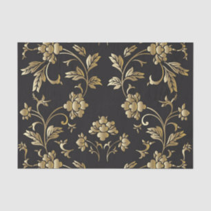 Papel De Seda Dourado padrão floral,art nouveau,vintage,chic,pa