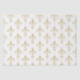 Papel De Seda Dourado padrão uniforme de pulgas-de-lis em branco