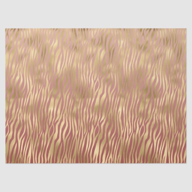 Papel De Seda Dourado Peach Red Zebra Stripes (Frente )