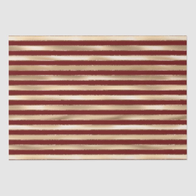 Papel De Seda Dourado Red Medium Stripes (Frente )