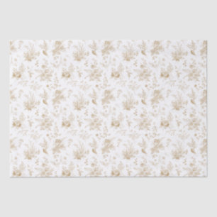 Papel De Seda Dourado Toile De Jouy Vintage Floral Chinoiserie