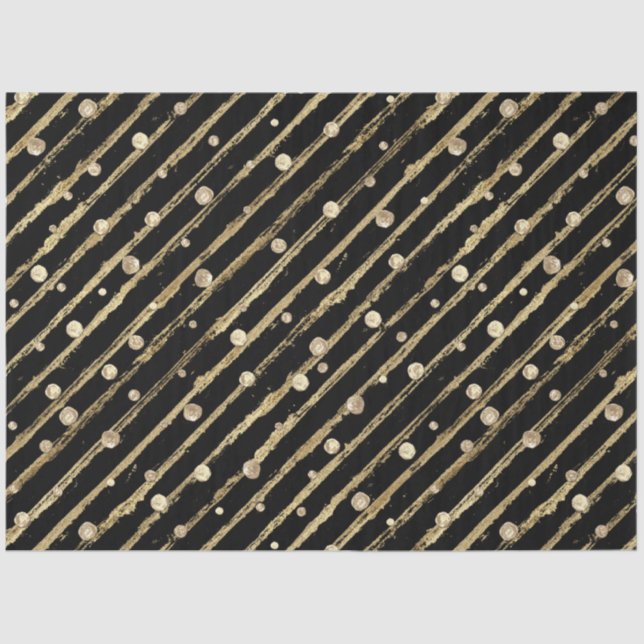 Papel De Seda Dourado Veludo Negro Elegante Pontos de Lixão (Frente )